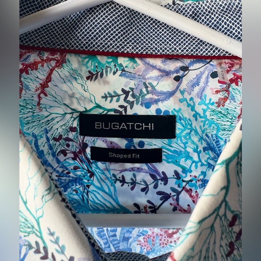 BUGATCHI MENS SIZE XL 100% COTTON LONG SLEEVE Floral SHIRT